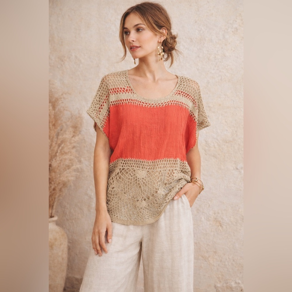 UMGEE Crochet Mix Media Top Boho Festival Size Medium/Large